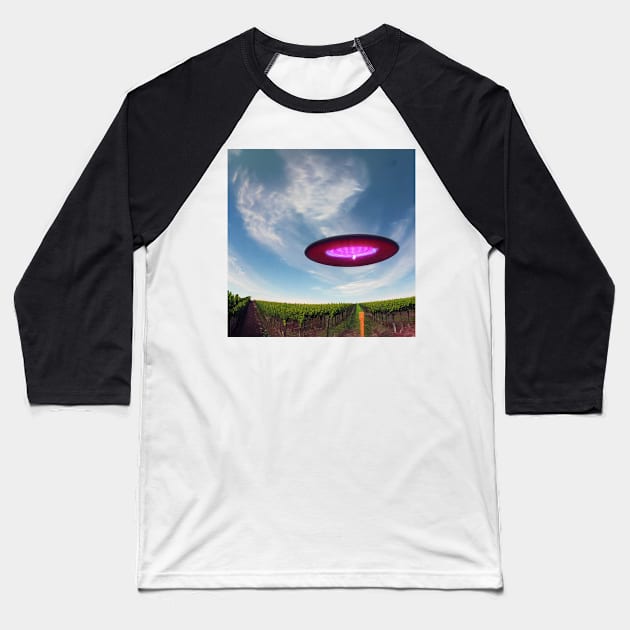 Vineyard UFO Baseball T-Shirt by Brian Free Artwork